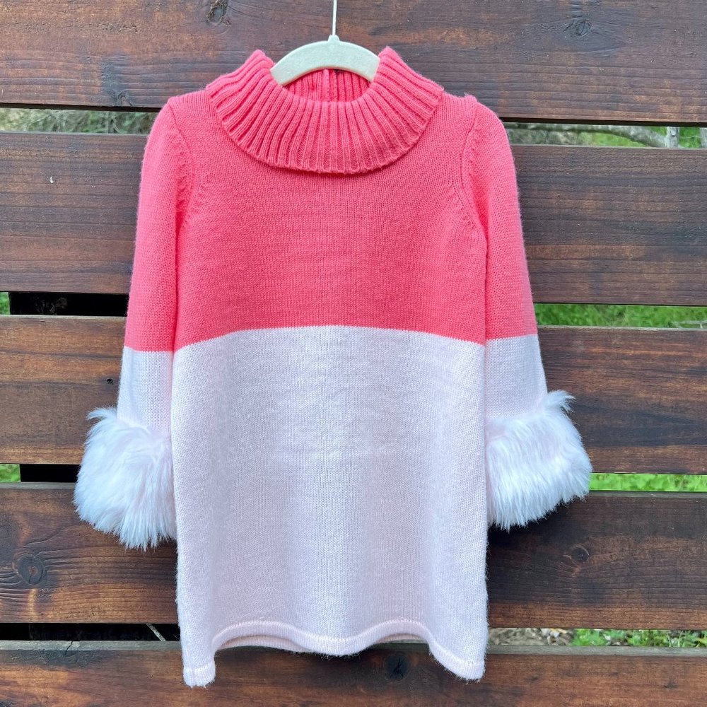 NWOT JANIE AND JACK SWEATER DRESS W/ FAUX FUR CUFFS